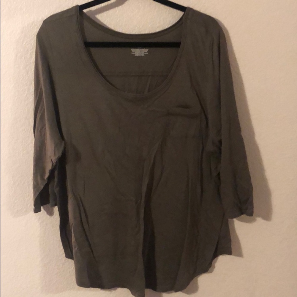 Lane Bryant green 3/4 sleeve tee shirt